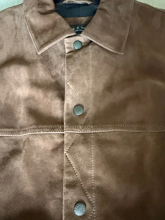 Rag & Bone Suede Trucker Jacket - Picture 3 of 11